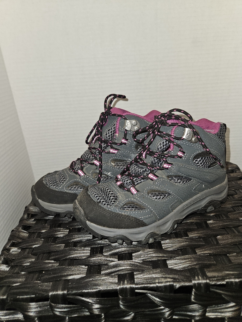 Merrell Gray and Pink Youth Waterproof Hiking Boots